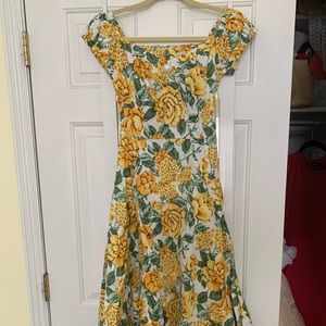Collectif Yellow Floral A-line Dress